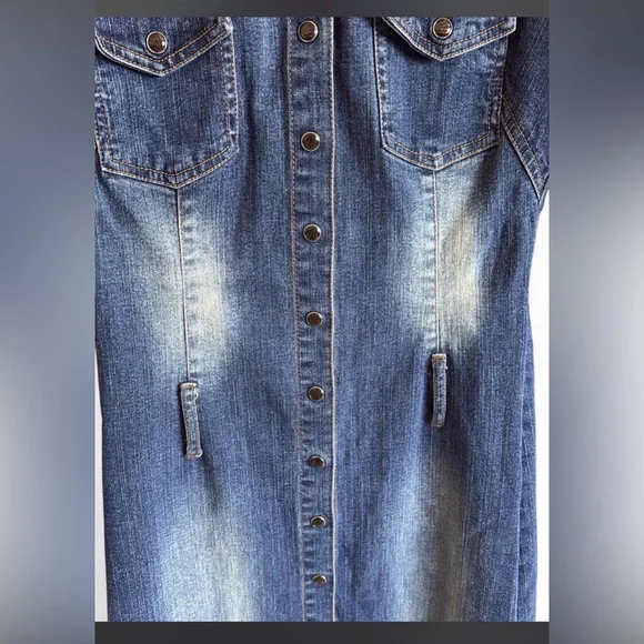 Y2K Vintage Hot Kiss Denim Button Up Dress - Picture 5 of 5